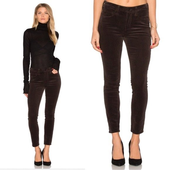 L’AGENCE Margot High Rise Corduroy Skinny Jeans in Lead Black - Picture 9 of 9